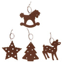 4 Pieces Wooden Animal Star Tree Hanging Pendants Christmas Tree Decor Ornaments