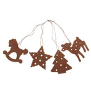 4 Pieces Wooden Animal Star Tree Hanging Pendants Christmas Tree Decor Ornaments