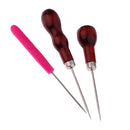 3 Pieces Wooden/Plastic Handle Awl Craft Punching Hole Tool Awl Repair Tools DIY