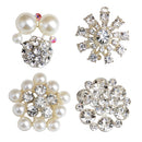 10 Pieces Alloy Crystal Pearl Flower Flatback Button for Wedding Decoration DIY Hair Accessories 22mm