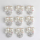 10 Pieces Alloy Crystal Ball Pearl Flatback Button for Wedding Decoration Crafts DIY Hair Accessories