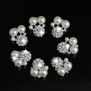10 Pieces Alloy Crystal Ball Pearl Flatback Button for Wedding Decoration Crafts DIY Hair Accessories