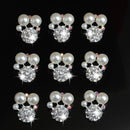 10 Pieces Alloy Crystal Ball Pearl Flatback Button for Wedding Decoration Crafts DIY Hair Accessories