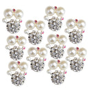 10 Pieces Alloy Crystal Ball Pearl Flatback Button for Wedding Decoration Crafts DIY Hair Accessories