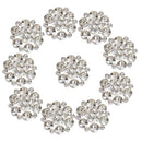 10 Pieces Alloy Crystal Flower Flatback Button for Wedding Decoration Crafts DIY Hair Accessories