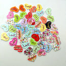 50 Pieces Love Printed Heart Shape Wooden Buttons for DIY Sewing Clothing Decoration Kids Crafts