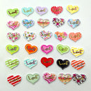 50 Pieces Love Printed Heart Shape Wooden Buttons for DIY Sewing Clothing Decoration Kids Crafts