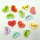 50 Pieces Love Printed Heart Shape Wooden Buttons for DIY Sewing Clothing Decoration Kids Crafts