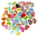 50 Pieces Love Printed Heart Shape Wooden Buttons for DIY Sewing Clothing Decoration Kids Crafts