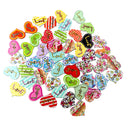 50 Pieces Love Printed Heart Shape Wooden Buttons for DIY Sewing Clothing Decoration Kids Crafts