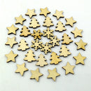 100 Piece Assorted Wooden Shape Star Christmas Tree Snowflake Scrapbooking Embellishments 15mm