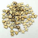 100 Piece Assorted Wooden Shape Star Christmas Tree Snowflake Scrapbooking Embellishments 15mm