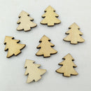 100 Piece Assorted Wooden Shape Star Christmas Tree Snowflake Scrapbooking Embellishments 15mm