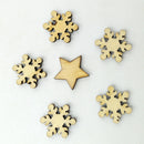 100 Piece Assorted Wooden Shape Star Christmas Tree Snowflake Scrapbooking Embellishments 15mm