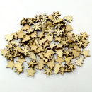 100 Piece Assorted Wooden Shape Star Christmas Tree Snowflake Scrapbooking Embellishments 15mm