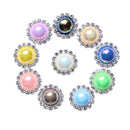 10 Pieces Mixed Color Crystal Pearl Rhinestone Flatback Buttons DIY Decoration 18mm