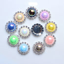 10 Pieces Mixed Color Crystal Pearl Rhinestone Flatback Buttons DIY Decoration 18mm
