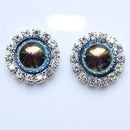 10 Pieces Mixed Color Crystal Pearl Rhinestone Flatback Buttons DIY Decoration 18mm