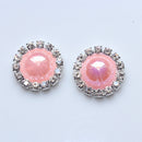 10 Pieces Mixed Color Crystal Pearl Rhinestone Flatback Buttons DIY Decoration 18mm