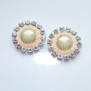 10 Pieces Mixed Color Crystal Pearl Rhinestone Flatback Buttons DIY Decoration 18mm