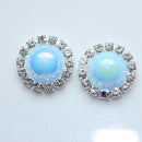 10 Pieces Mixed Color Crystal Pearl Rhinestone Flatback Buttons DIY Decoration 18mm