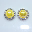 10 Pieces Mixed Color Crystal Pearl Rhinestone Flatback Buttons DIY Decoration 18mm