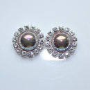 10 Pieces Mixed Color Crystal Pearl Rhinestone Flatback Buttons DIY Decoration 18mm
