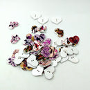 50 Pieces 2 Holes Wooden Buttons Wood Heart Shapes Floral & Birds Embellishment for Sewing Crafting Scrapbooking Cardmaking 20x25mm