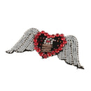 Heart Wing Rhinestone Beaded Patch Embroidery Sew on Appliques Garment Decoration