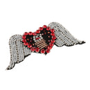 Heart Wing Rhinestone Beaded Patch Embroidery Sew on Appliques Garment Decoration