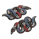 Pair of Iron on/Sew On Rhinestones Applique Beads Patches Embroidery Snake Badges Transfers Motif DIY Sewing Clothing Handbag Shoes Jeans Decoration