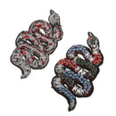 Pair of Iron on/Sew On Rhinestones Applique Beads Patches Embroidery Snake Badges Transfers Motif DIY Sewing Clothing Handbag Shoes Jeans Decoration