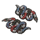 Pair of Iron on/Sew On Rhinestones Applique Beads Patches Embroidery Snake Badges Transfers Motif DIY Sewing Clothing Handbag Shoes Jeans Decoration