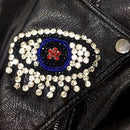 Eye Shape Embroidery Rhinestone Beaded Patch Clothes Applique Sew on Crafts