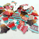 50 Pieces Christmas Bell Shape Wooden Buttons for DIY Sewing Clothing Decoration Kids Crafts