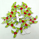 50 Pieces Xmas Leaves Wooden Buttons for Sewing Scrapbooking Gift Clothing Decoration