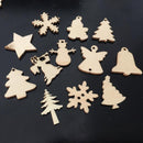 50 Pieces Mixed Wooden Christmas Shapes Embellishment Blank Xmas Tree Decoration