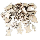 50 Pieces Mixed Wooden Christmas Shapes Embellishment Blank Xmas Tree Decoration