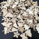50 Pieces Mixed Wooden Christmas Shapes Embellishment Blank Xmas Tree Decoration