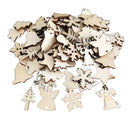 50 Pieces Mixed Wooden Christmas Shapes Embellishment Blank Xmas Tree Decoration