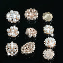 10 Piece Assorted Alloy Flower Crystal Pearl Flatback Buttons Jewelry Making Accessories