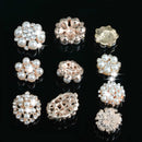10 Piece Assorted Alloy Flower Crystal Pearl Flatback Buttons Jewelry Making Accessories