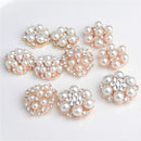 10 Piece Assorted Alloy Flower Crystal Pearl Flatback Buttons Jewelry Making Accessories