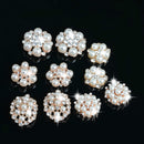 10 Piece Assorted Alloy Flower Crystal Pearl Flatback Buttons Jewelry Making Accessories