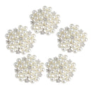5 Pieces Crystal Diamante Pearl Flower Flatback Buttons for DIY Bridal Ornaments
