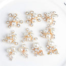 10 Pieces Assorted Pearl Diamante Flower Rhinestone Embellishments for DIY Craft