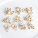 10 Pieces Assorted Pearl Diamante Flower Rhinestone Embellishments for DIY Craft