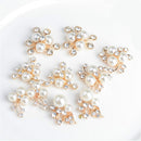 10 Pieces Assorted Pearl Diamante Flower Rhinestone Embellishments for DIY Craft