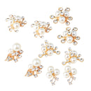 10 Pieces Assorted Pearl Diamante Flower Rhinestone Embellishments for DIY Craft