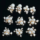 10 Pieces Assorted Pearl Diamante Flower Rhinestone Embellishments for DIY Craft